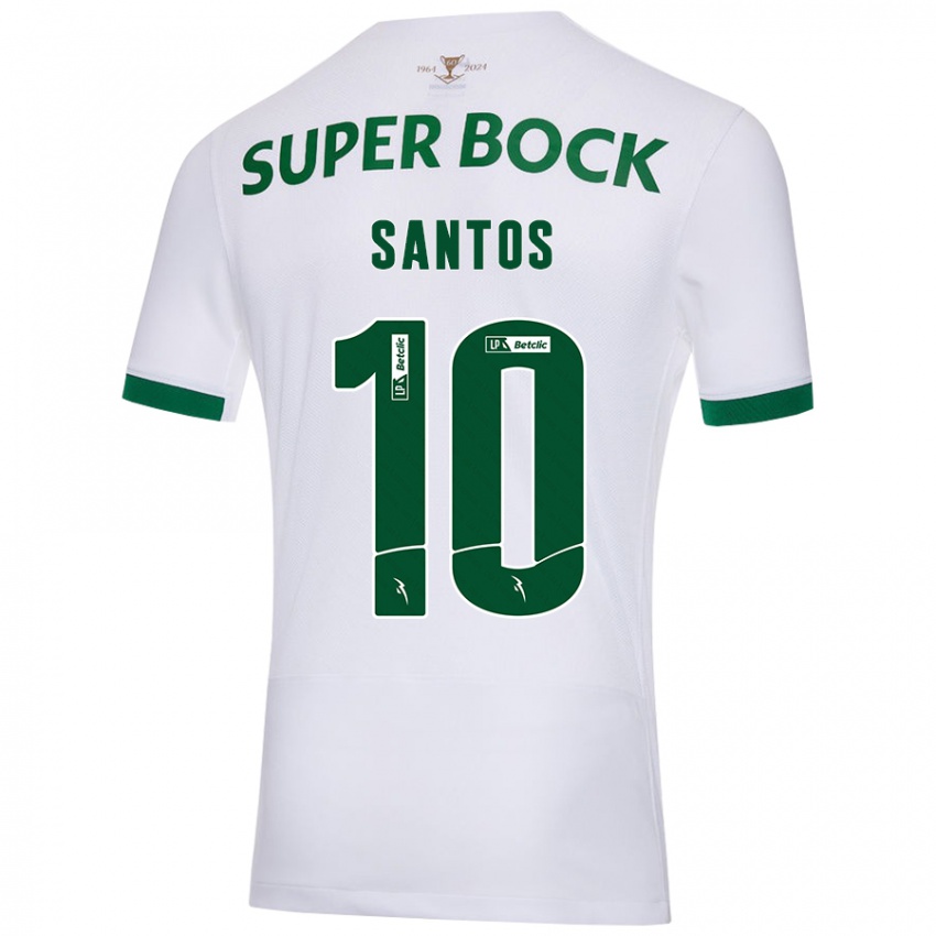 Enfant Maillot Guilherme Santos #10 Blanc Vert Tenues Extérieur 2024/25 T-Shirt Suisse