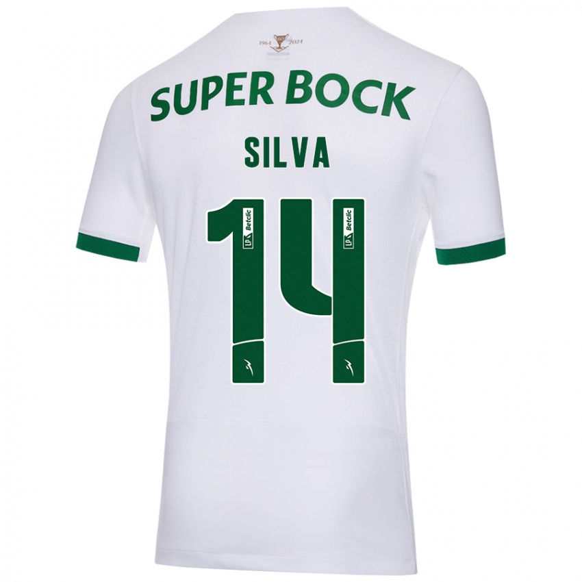 Enfant Maillot Guilherme Silva #14 Blanc Vert Tenues Extérieur 2024/25 T-Shirt Suisse