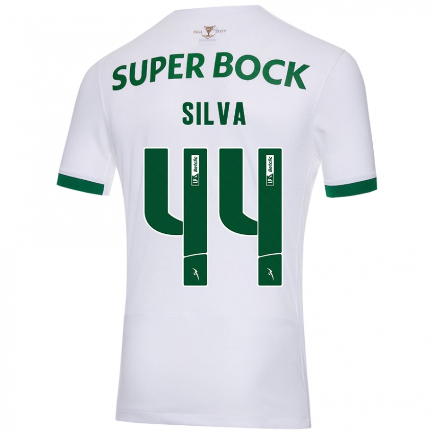 Enfant Maillot Pedro Silva #44 Blanc Vert Tenues Extérieur 2024/25 T-Shirt Suisse