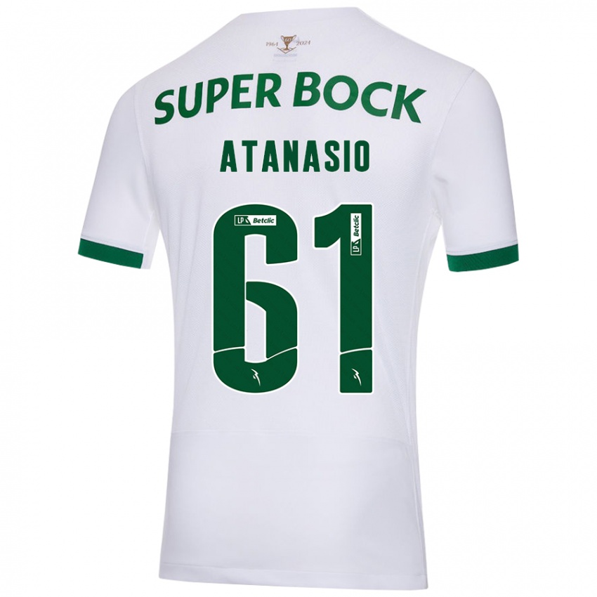 Enfant Maillot Atanásio #61 Blanc Vert Tenues Extérieur 2024/25 T-Shirt Suisse