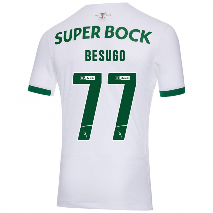 Enfant Maillot Rafael Besugo #77 Blanc Vert Tenues Extérieur 2024/25 T-Shirt Suisse