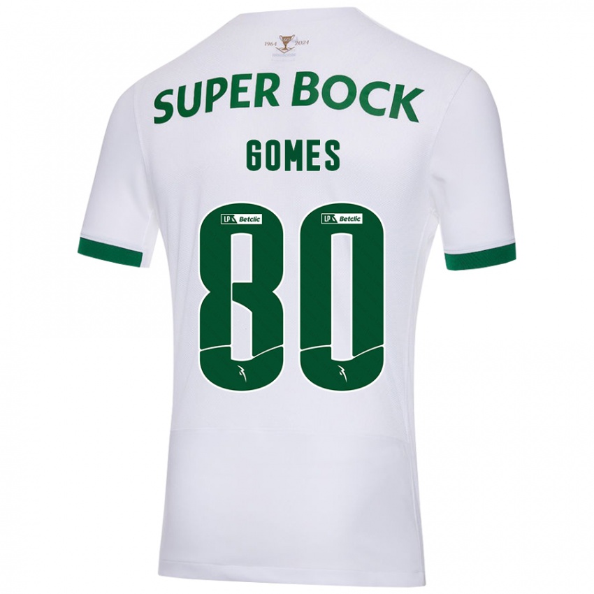 Enfant Maillot Luís Gomes #80 Blanc Vert Tenues Extérieur 2024/25 T-Shirt Suisse