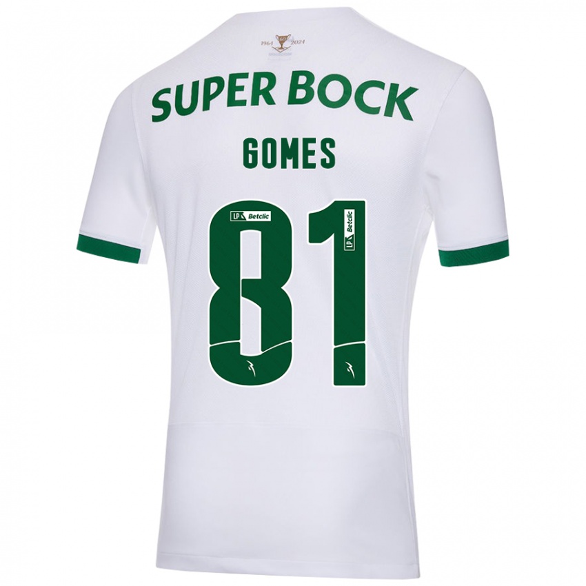 Enfant Maillot Salvador Gomes #81 Blanc Vert Tenues Extérieur 2024/25 T-Shirt Suisse