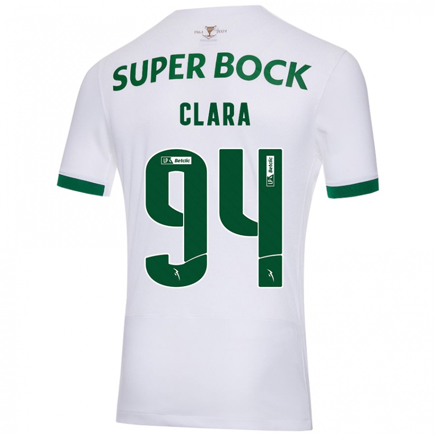 Enfant Maillot Diogo Clara #94 Blanc Vert Tenues Extérieur 2024/25 T-Shirt Suisse