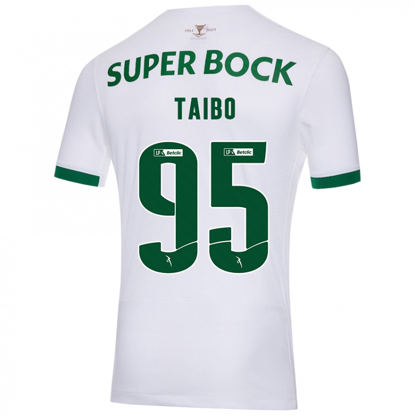 Enfant Maillot Lucas Taibo #95 Blanc Vert Tenues Extérieur 2024/25 T-Shirt Suisse