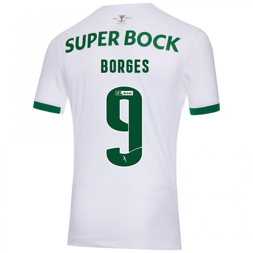 Enfant Maillot Ana Borges #9 Blanc Vert Tenues Extérieur 2024/25 T-Shirt Suisse