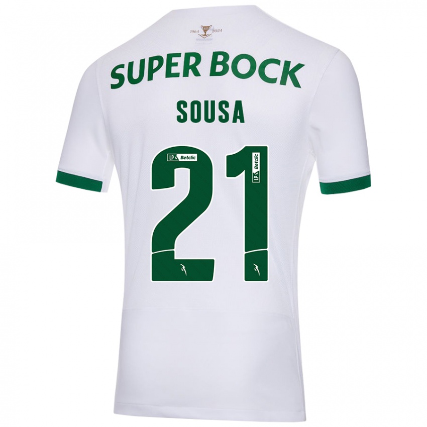 Enfant Maillot Margarida Sousa #21 Blanc Vert Tenues Extérieur 2024/25 T-Shirt Suisse