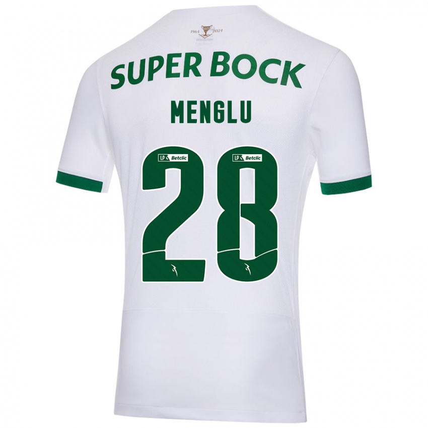 Enfant Maillot Shen Menglu #28 Blanc Vert Tenues Extérieur 2024/25 T-Shirt Suisse