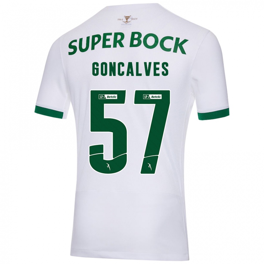 Enfant Maillot Inês Gonçalves #57 Blanc Vert Tenues Extérieur 2024/25 T-Shirt Suisse