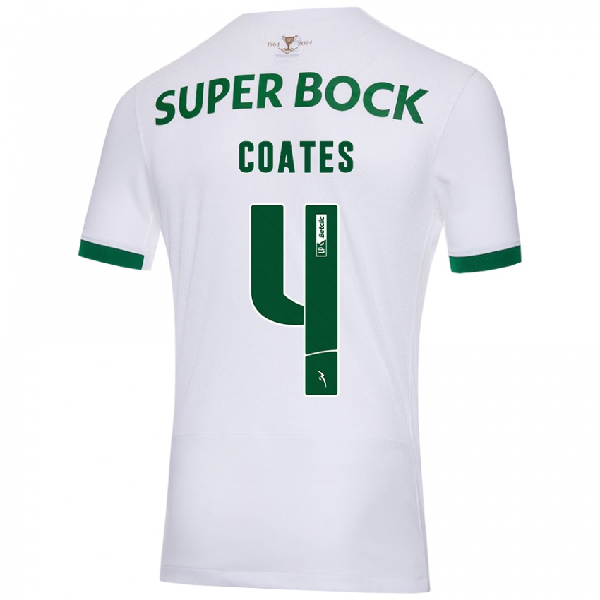 Enfant Maillot Sebastián Coates #4 Blanc Vert Tenues Extérieur 2024/25 T-Shirt Suisse