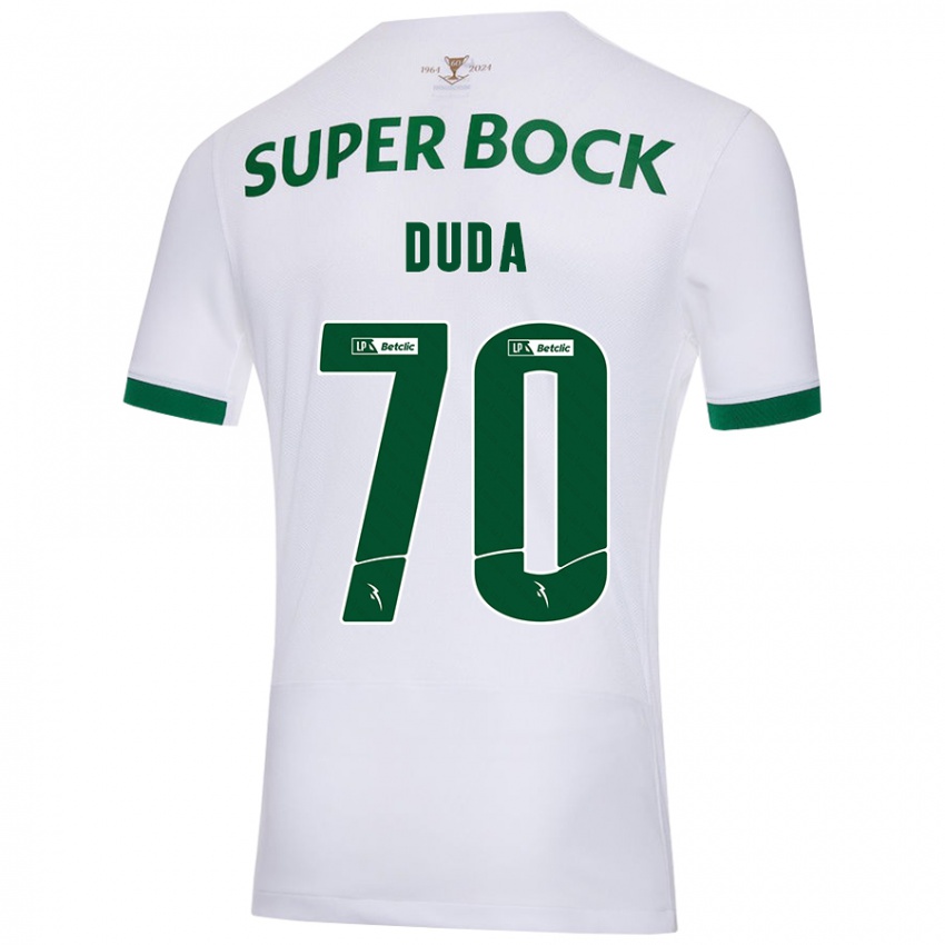 Enfant Maillot Dudá #70 Blanc Vert Tenues Extérieur 2024/25 T-Shirt Suisse