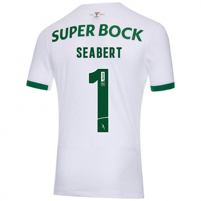 Enfant Maillot Hannah Grace Seabert #1 Blanc Vert Tenues Extérieur 2024/25 T-Shirt Suisse