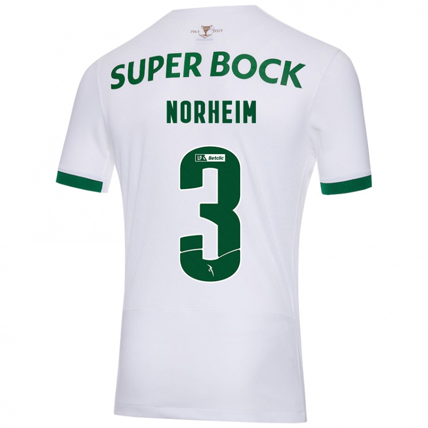 Enfant Maillot Andrea Norheim #3 Blanc Vert Tenues Extérieur 2024/25 T-Shirt Suisse