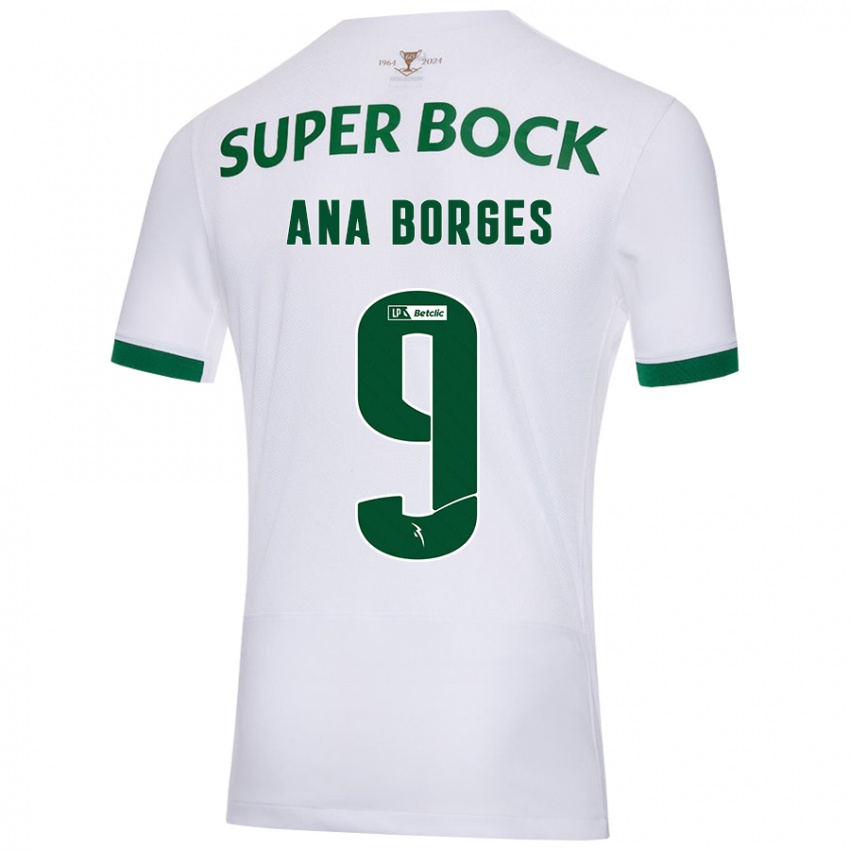 Enfant Maillot Ana Catarina Marques Borges #9 Blanc Vert Tenues Extérieur 2024/25 T-Shirt Suisse