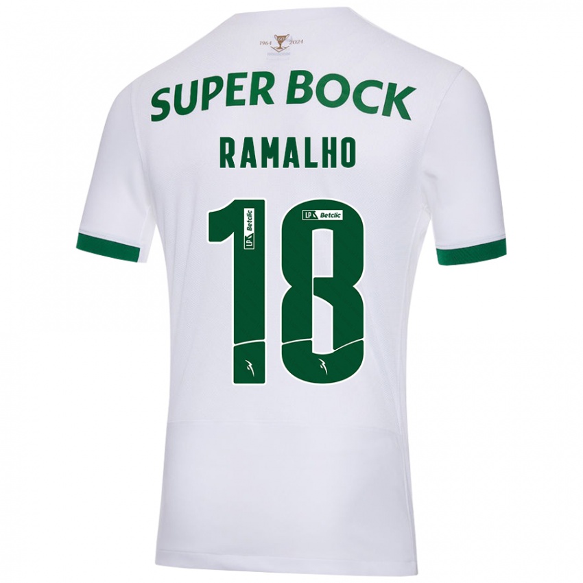 Enfant Maillot Inês Filipa Ramalho Gonçalves #18 Blanc Vert Tenues Extérieur 2024/25 T-Shirt Suisse