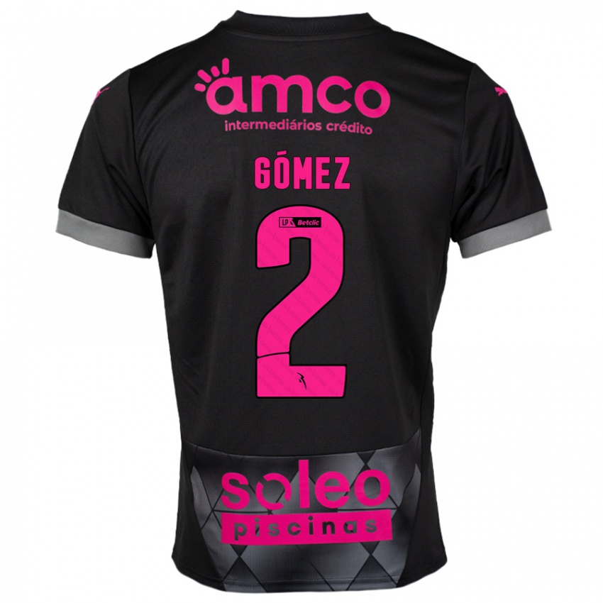 Kinder Víctor Gómez #2 Schwarz Rosa Auswärtstrikot Trikot 2024/25 T-Shirt Schweiz