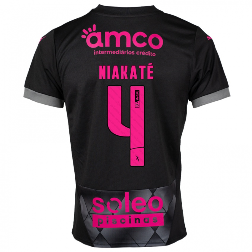 Kinder Sikou Niakaté #4 Schwarz Rosa Auswärtstrikot Trikot 2024/25 T-Shirt Schweiz