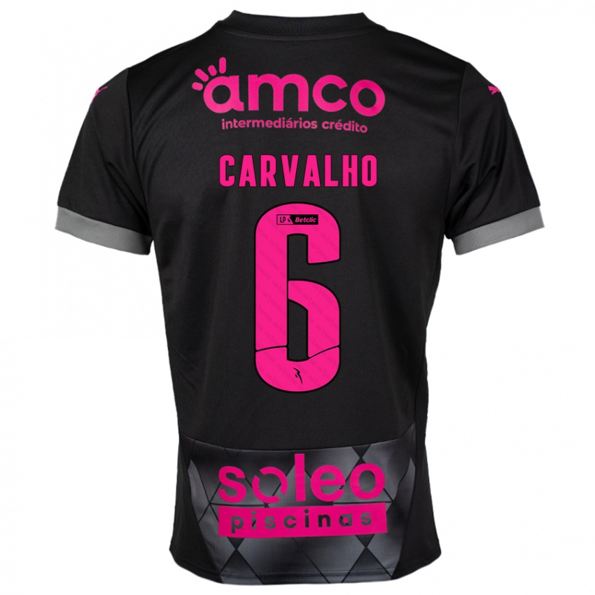 Kinder Vitor Carvalho #6 Schwarz Rosa Auswärtstrikot Trikot 2024/25 T-Shirt Schweiz