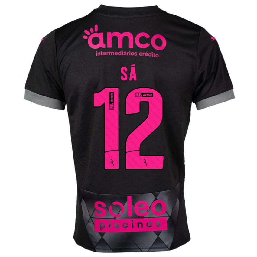 Kinder Tiago Sá #12 Schwarz Rosa Auswärtstrikot Trikot 2024/25 T-Shirt Schweiz