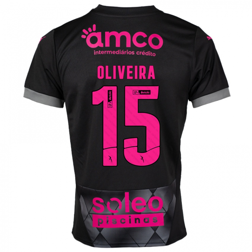 Kinder Paulo Oliveira #15 Schwarz Rosa Auswärtstrikot Trikot 2024/25 T-Shirt Schweiz