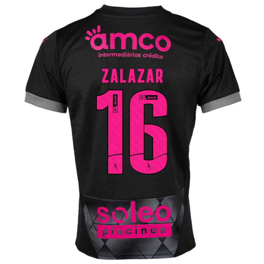 Kinder Rodrigo Zalazar #16 Schwarz Rosa Auswärtstrikot Trikot 2024/25 T-Shirt Schweiz