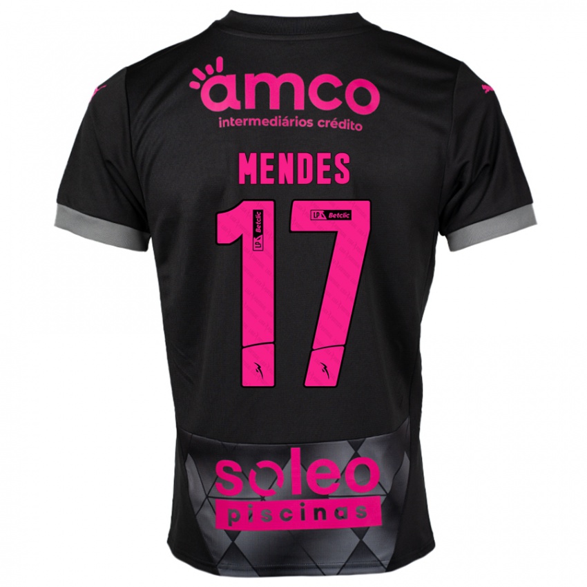 Kinder Joe Mendes #17 Schwarz Rosa Auswärtstrikot Trikot 2024/25 T-Shirt Schweiz