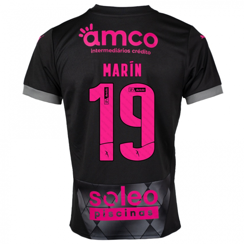 Kinder Adrián Marín #19 Schwarz Rosa Auswärtstrikot Trikot 2024/25 T-Shirt Schweiz