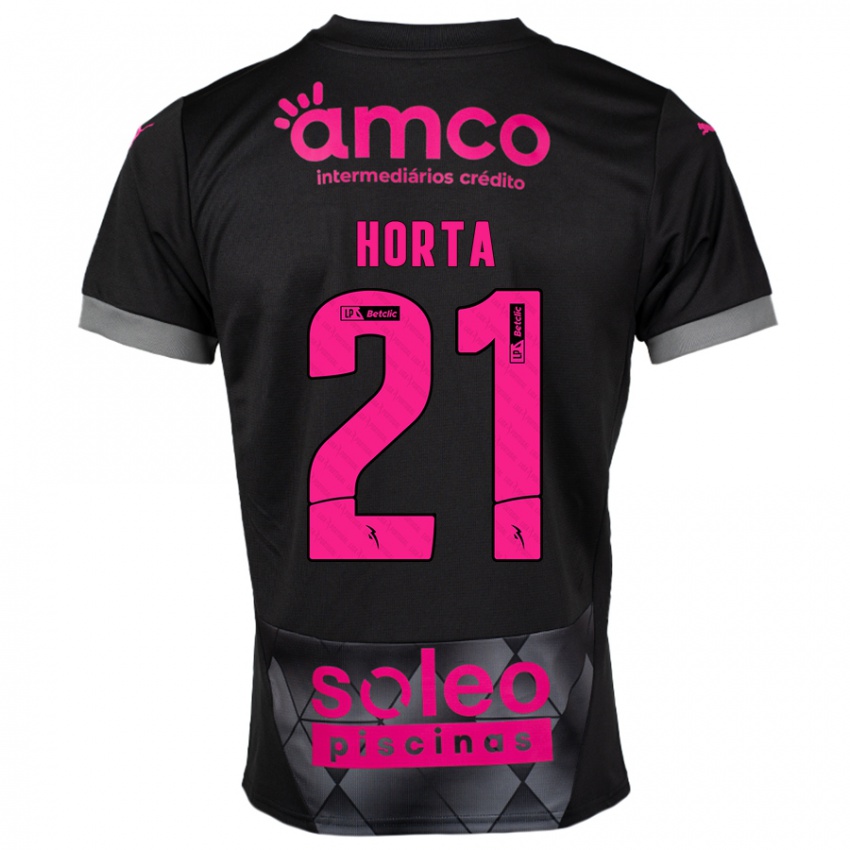 Kinder Ricardo Horta #21 Schwarz Rosa Auswärtstrikot Trikot 2024/25 T-Shirt Schweiz