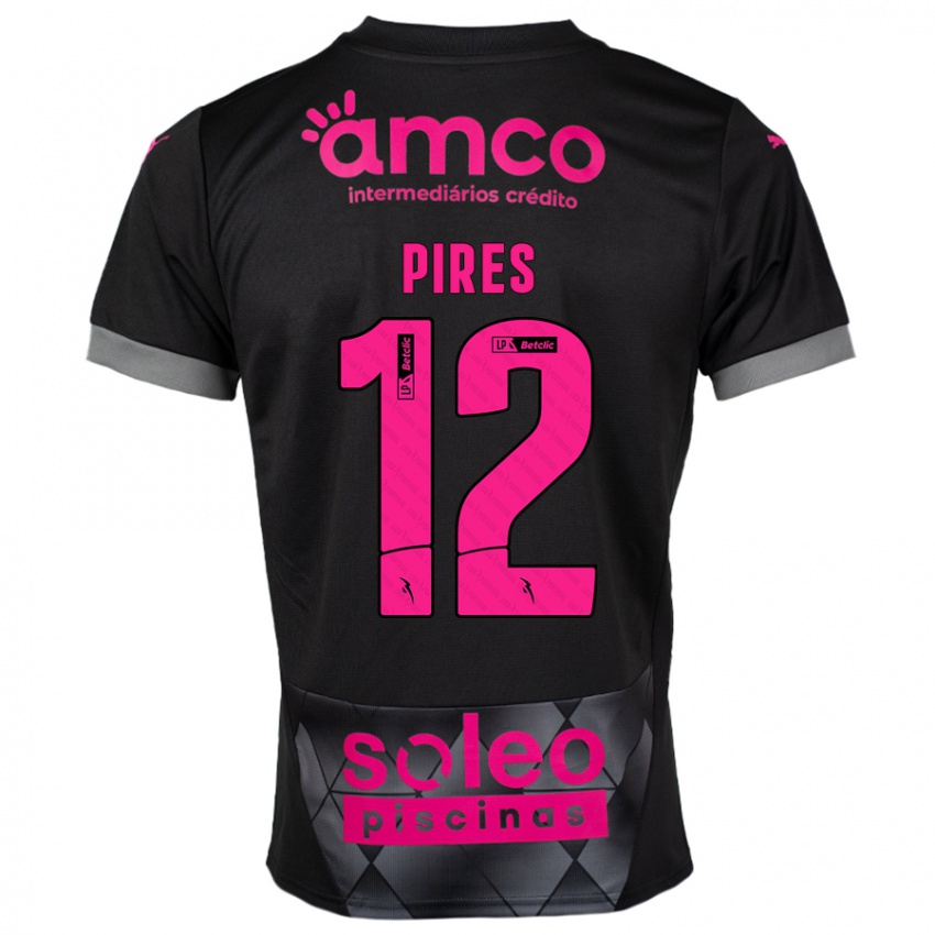 Kinder Hugo Pires #12 Schwarz Rosa Auswärtstrikot Trikot 2024/25 T-Shirt Schweiz