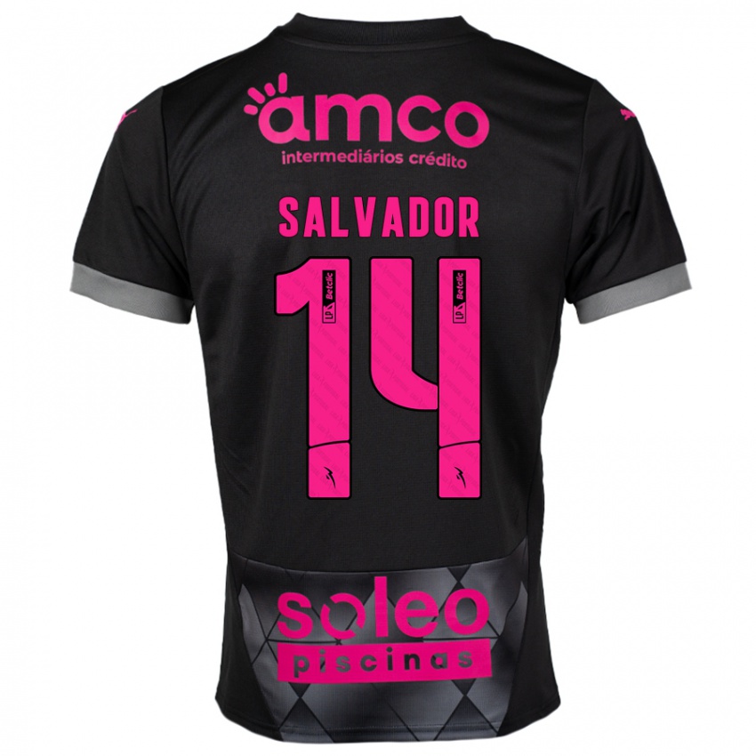 Kinder João Salvador #14 Schwarz Rosa Auswärtstrikot Trikot 2024/25 T-Shirt Schweiz