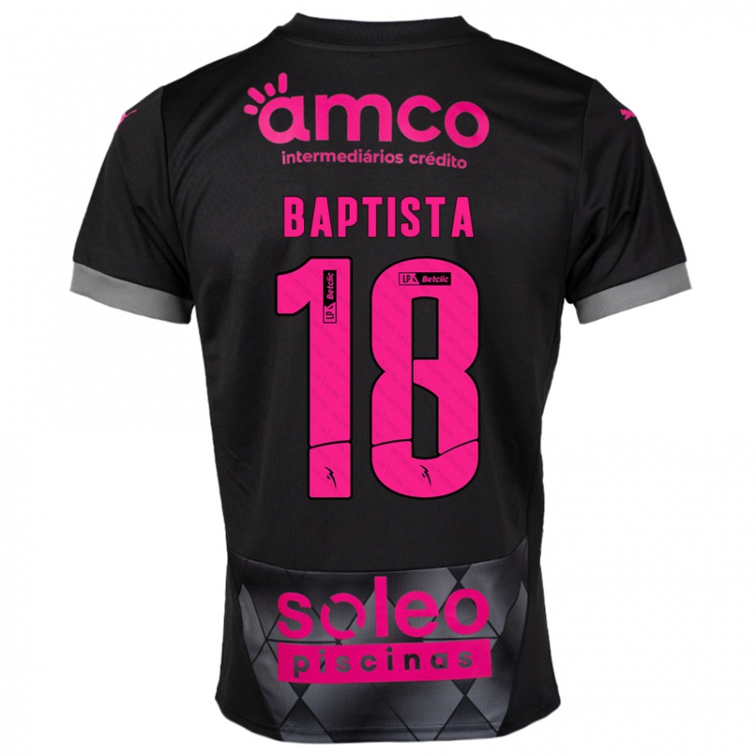 Kinder Tiago Baptista #18 Schwarz Rosa Auswärtstrikot Trikot 2024/25 T-Shirt Schweiz