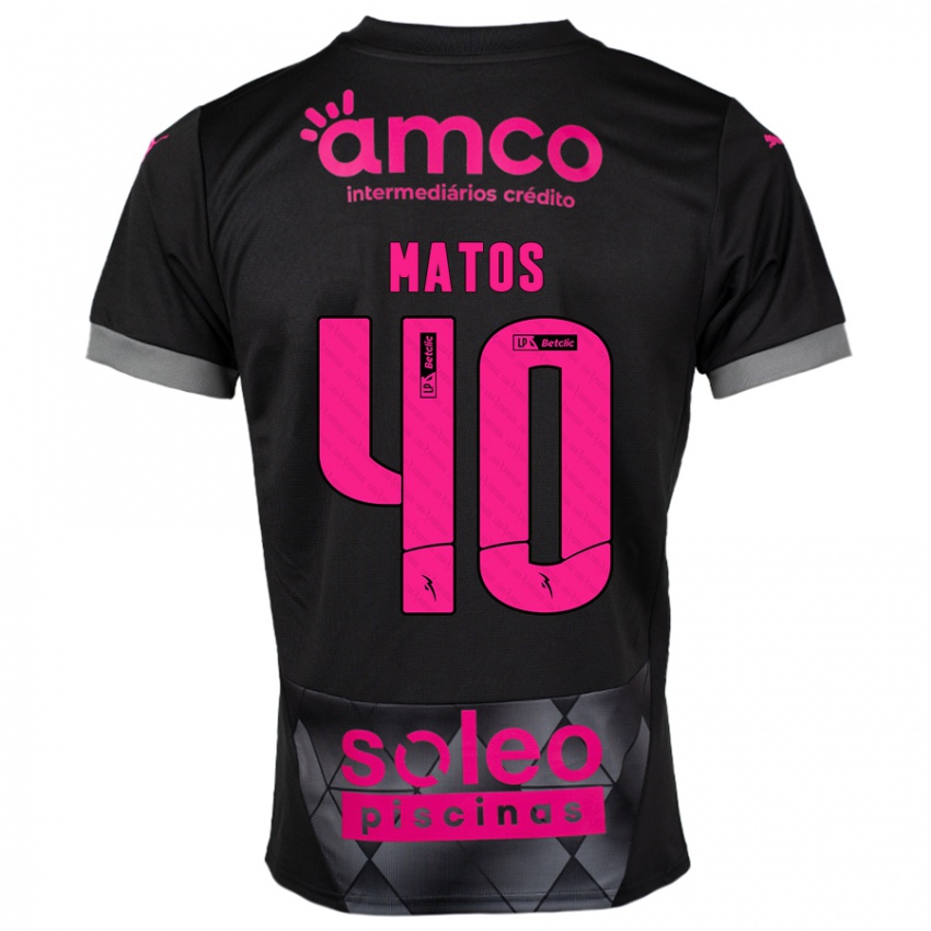 Kinder João Matos #40 Schwarz Rosa Auswärtstrikot Trikot 2024/25 T-Shirt Schweiz