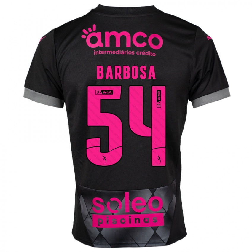 Kinder Guilherme Barbosa #54 Schwarz Rosa Auswärtstrikot Trikot 2024/25 T-Shirt Schweiz