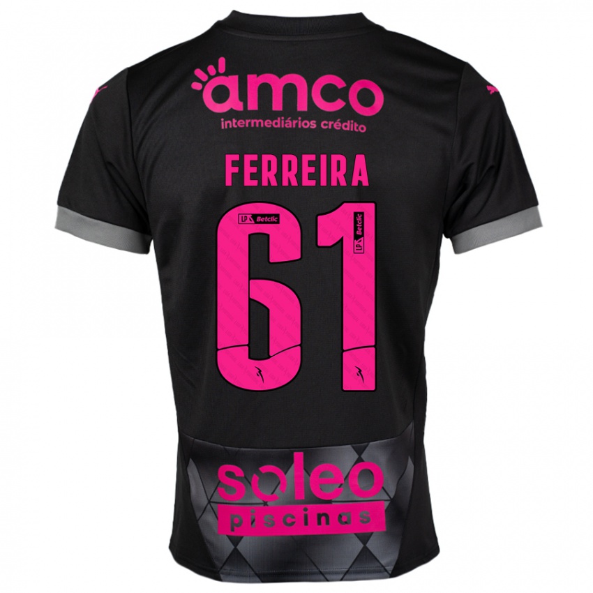 Kinder Tiago Ferreira #61 Schwarz Rosa Auswärtstrikot Trikot 2024/25 T-Shirt Schweiz