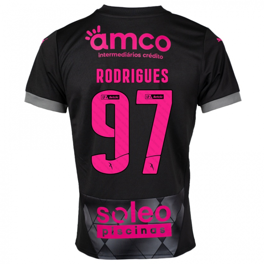 Kinder Dinis Rodrigues #97 Schwarz Rosa Auswärtstrikot Trikot 2024/25 T-Shirt Schweiz