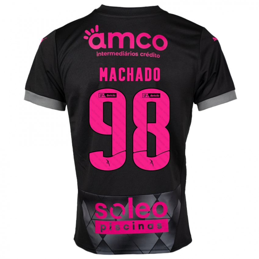 Kinder Gonçalo Machado #98 Schwarz Rosa Auswärtstrikot Trikot 2024/25 T-Shirt Schweiz