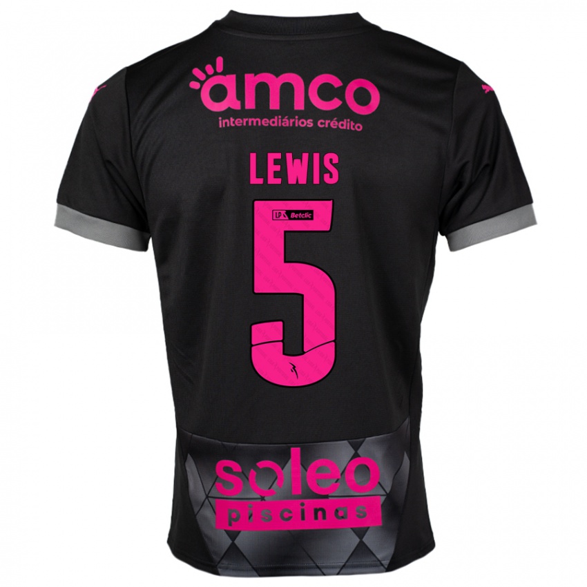 Kinder Leah Lewis #5 Schwarz Rosa Auswärtstrikot Trikot 2024/25 T-Shirt Schweiz