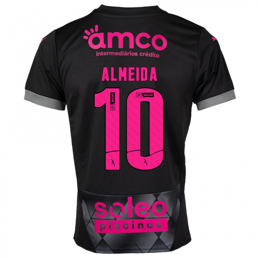 Kinder Vitória Almeida #10 Schwarz Rosa Auswärtstrikot Trikot 2024/25 T-Shirt Schweiz