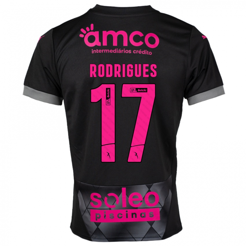 Kinder Tânia Rodrigues #17 Schwarz Rosa Auswärtstrikot Trikot 2024/25 T-Shirt Schweiz