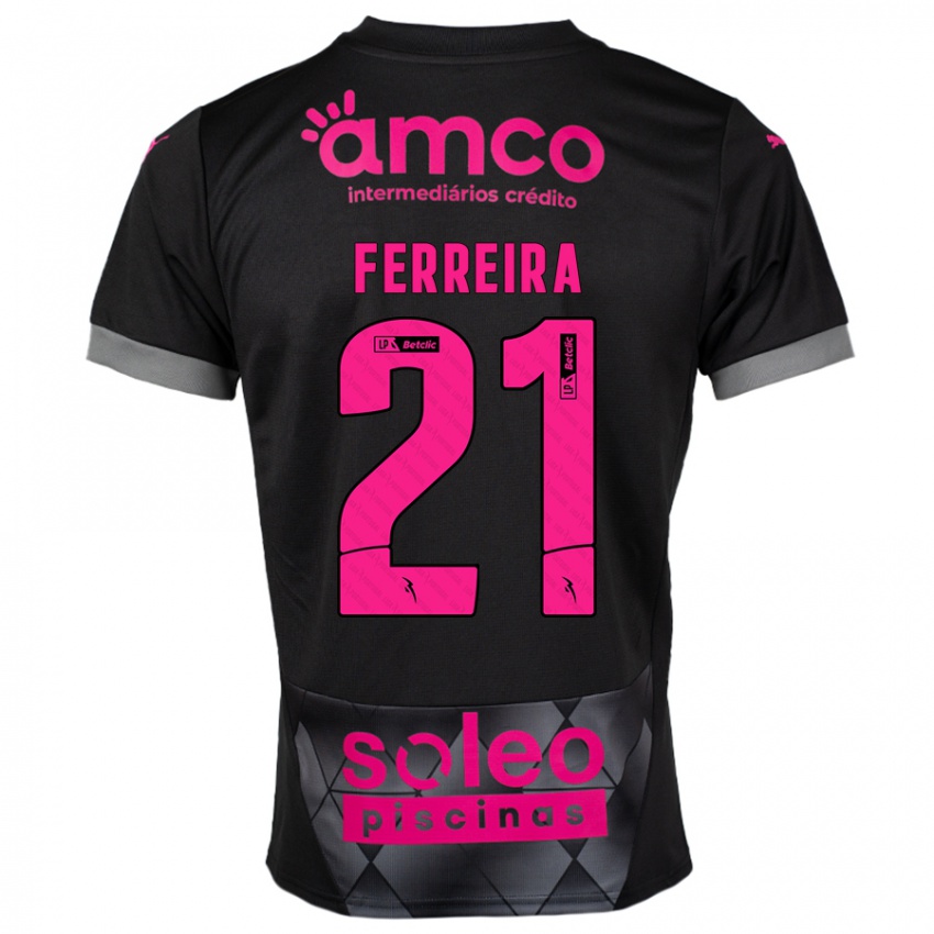 Kinder Ana Carolina Ferreira #21 Schwarz Rosa Auswärtstrikot Trikot 2024/25 T-Shirt Schweiz