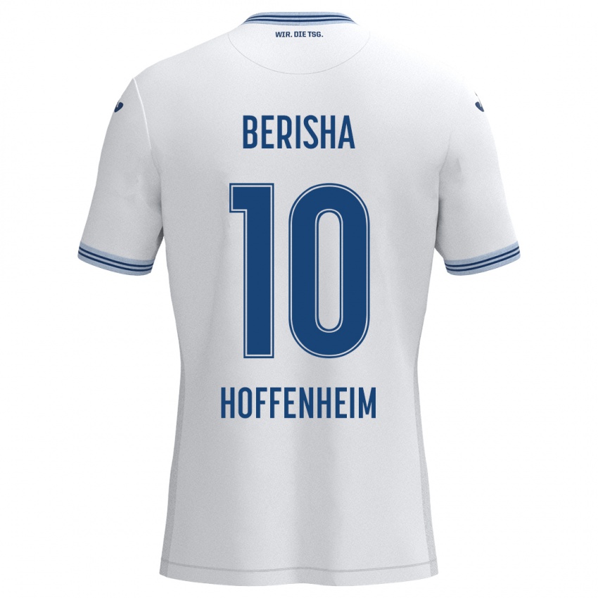 Kinder Mergim Berisha #10 Weiß Blau Auswärtstrikot Trikot 2024/25 T-Shirt Schweiz