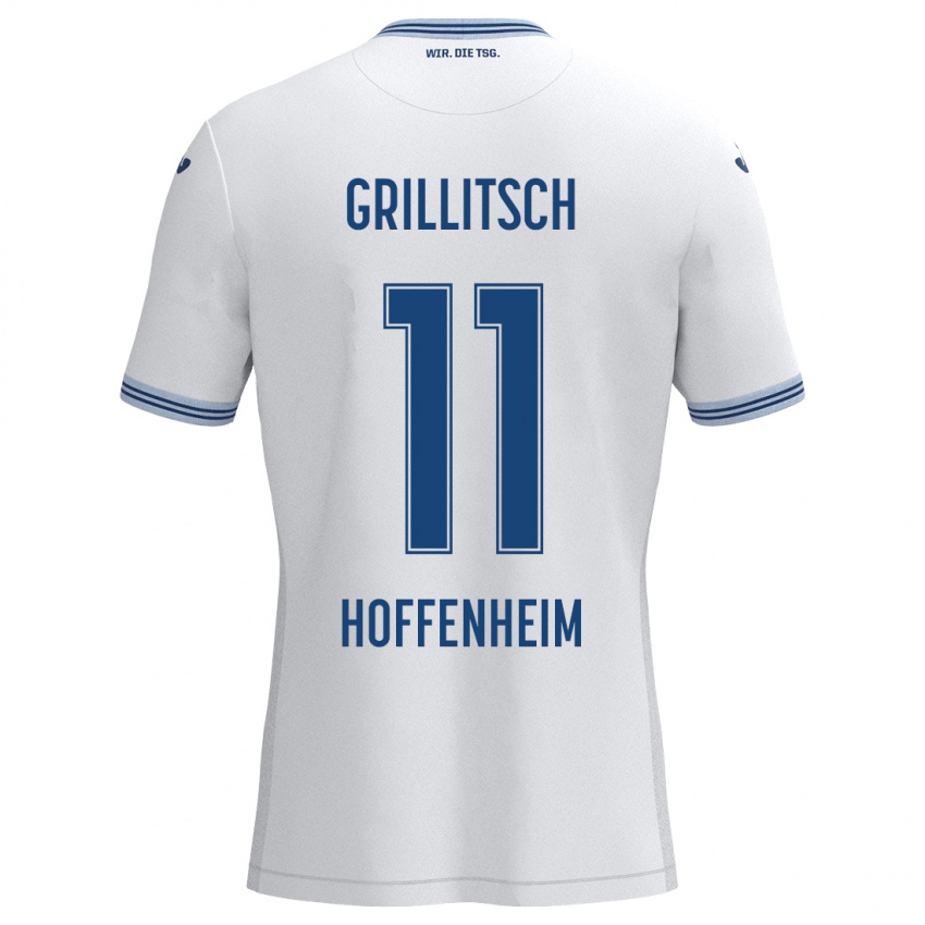 Kinder Florian Grillitsch #11 Weiß Blau Auswärtstrikot Trikot 2024/25 T-Shirt Schweiz