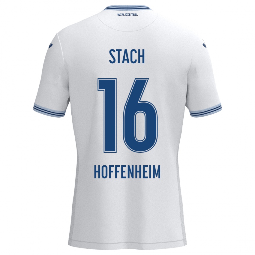 Kinder Anton Stach #16 Weiß Blau Auswärtstrikot Trikot 2024/25 T-Shirt Schweiz