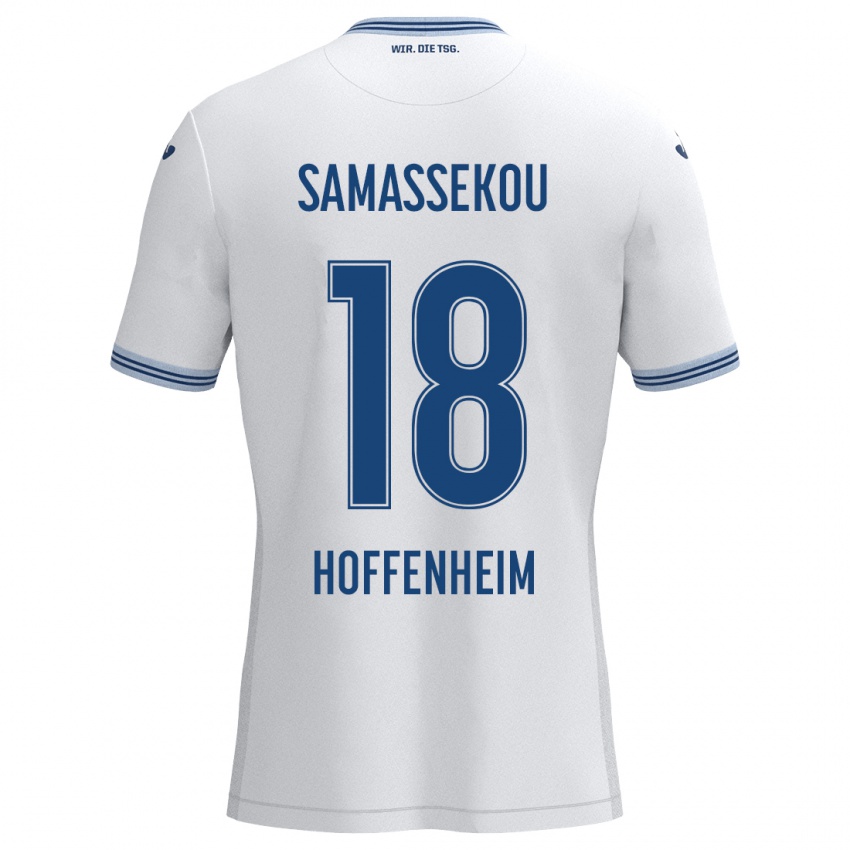 Kinder Diadié Samassékou #18 Weiß Blau Auswärtstrikot Trikot 2024/25 T-Shirt Schweiz