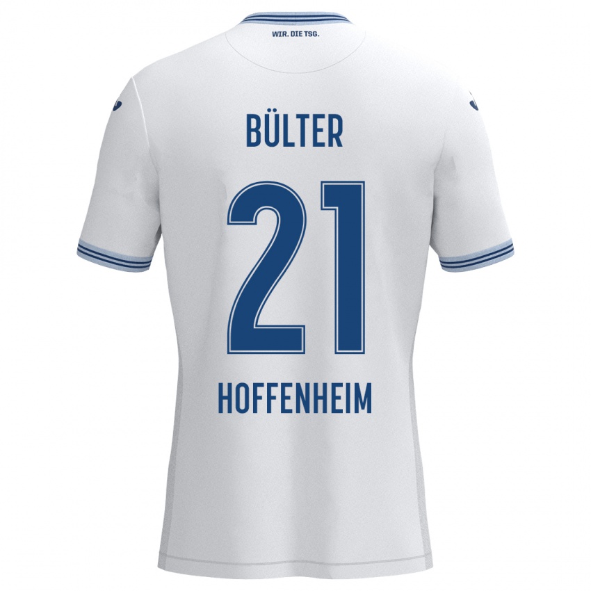 Kinder Marius Bülter #21 Weiß Blau Auswärtstrikot Trikot 2024/25 T-Shirt Schweiz