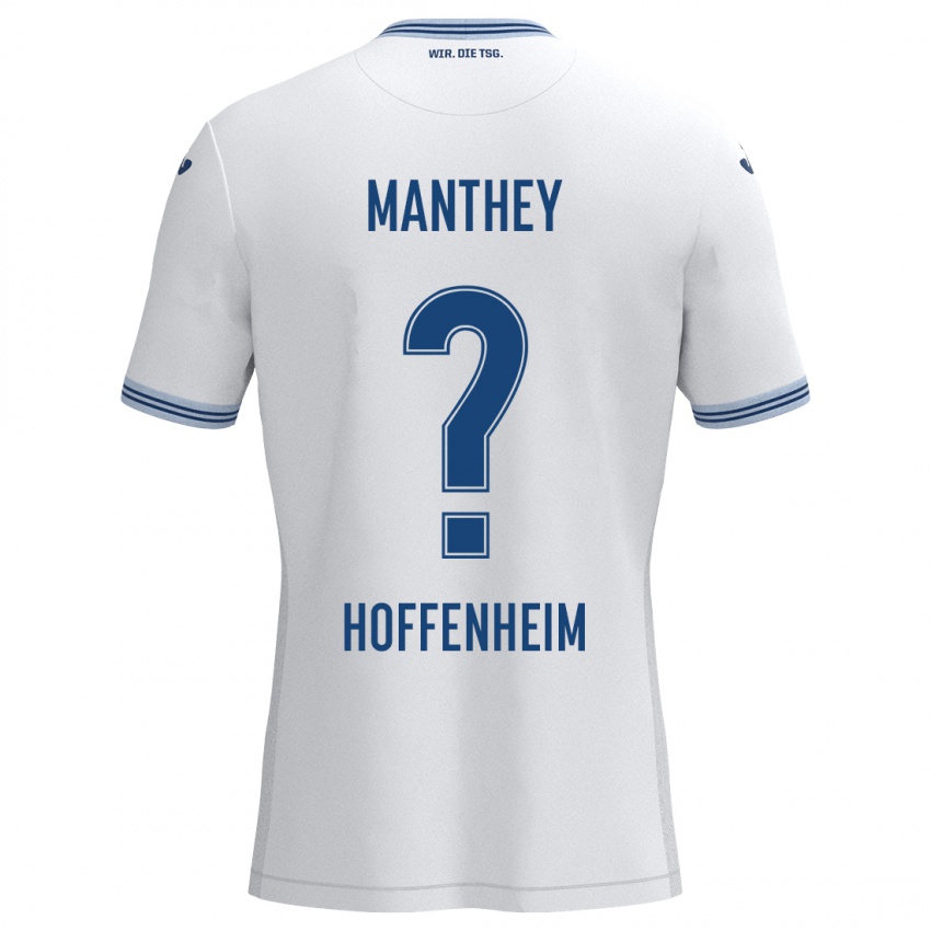 Kinder Kevin Manthey #0 Weiß Blau Auswärtstrikot Trikot 2024/25 T-Shirt Schweiz