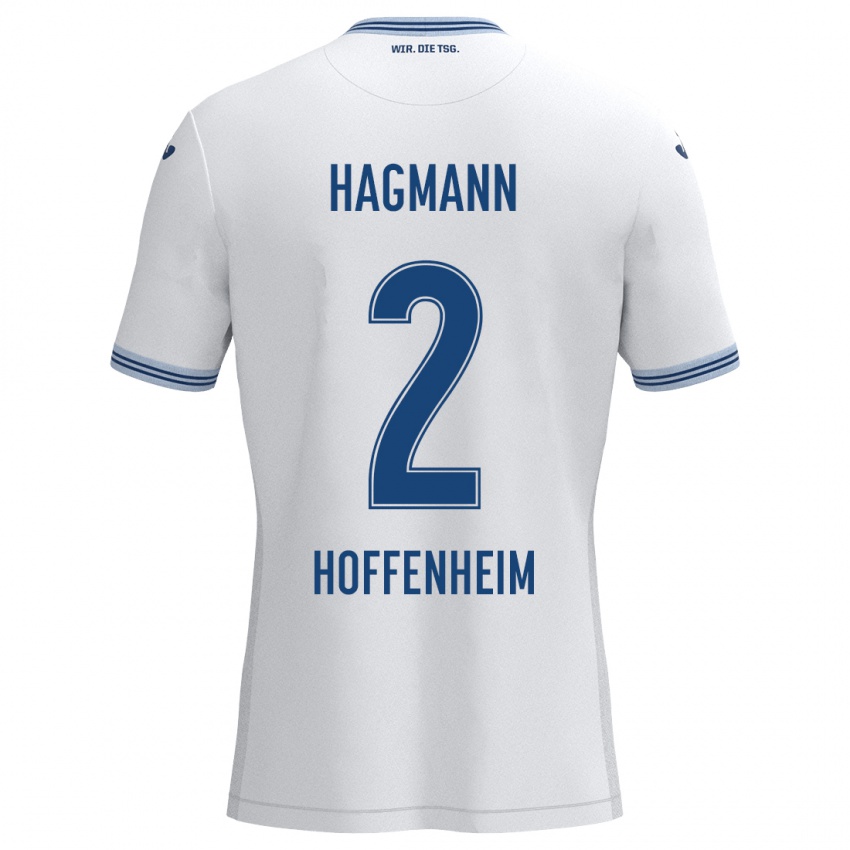 Kinder Felix Hagmann #2 Weiß Blau Auswärtstrikot Trikot 2024/25 T-Shirt Schweiz