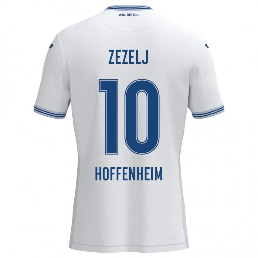 Kinder Neno Zezelj #10 Weiß Blau Auswärtstrikot Trikot 2024/25 T-Shirt Schweiz