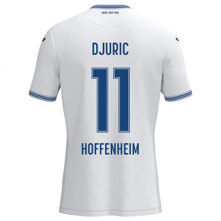 Kinder Luka Djuric #11 Weiß Blau Auswärtstrikot Trikot 2024/25 T-Shirt Schweiz