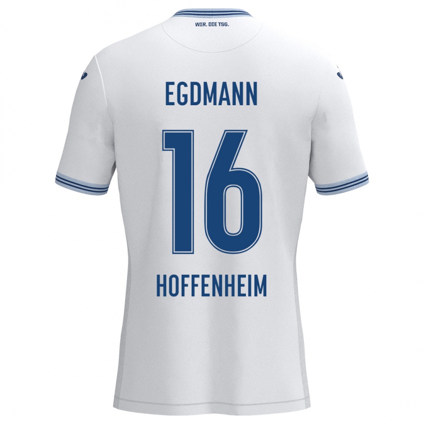 Kinder Mika Egdmann #16 Weiß Blau Auswärtstrikot Trikot 2024/25 T-Shirt Schweiz